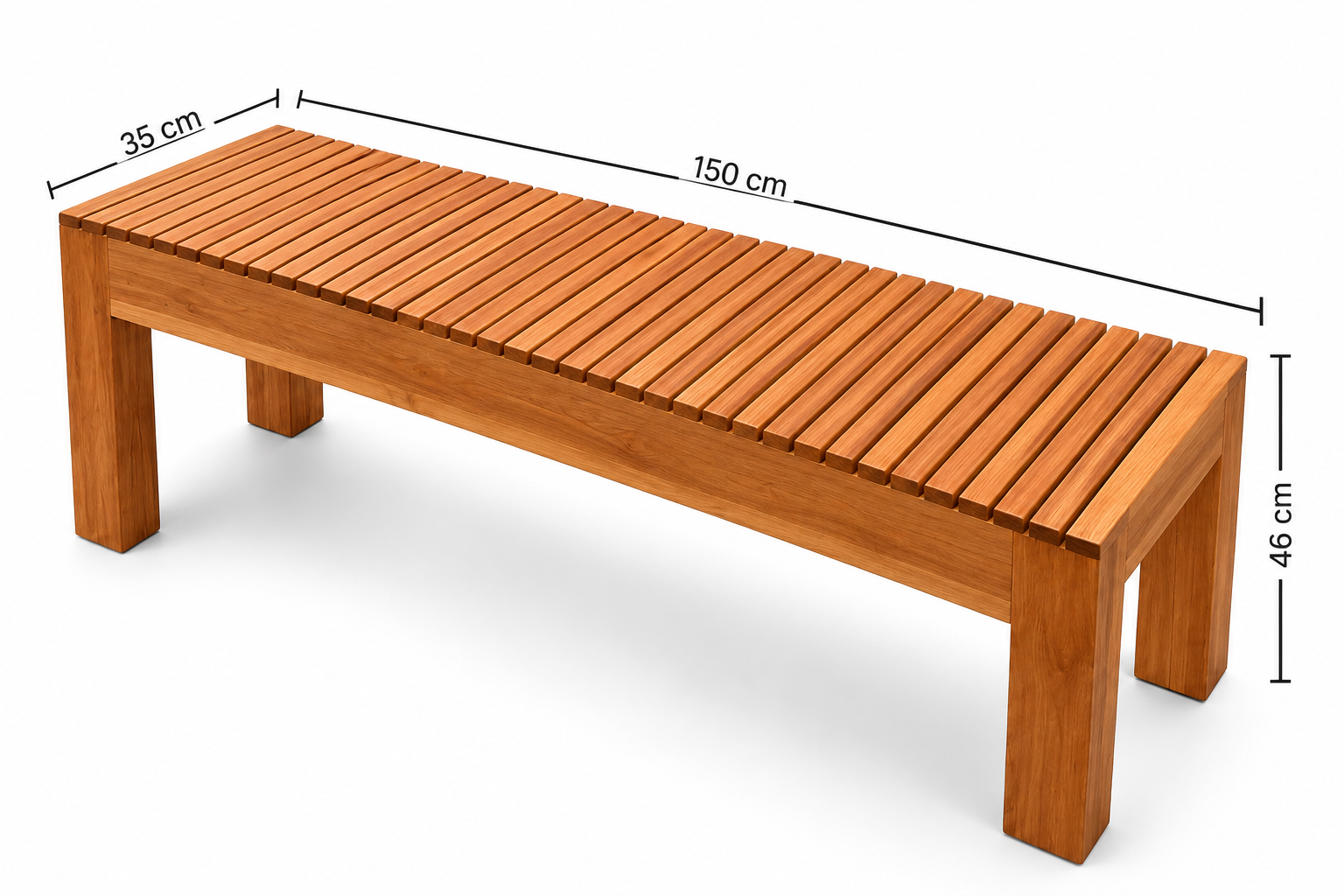 Banca de Madera Tornillo 1.50 mts en caramelo - Image 3