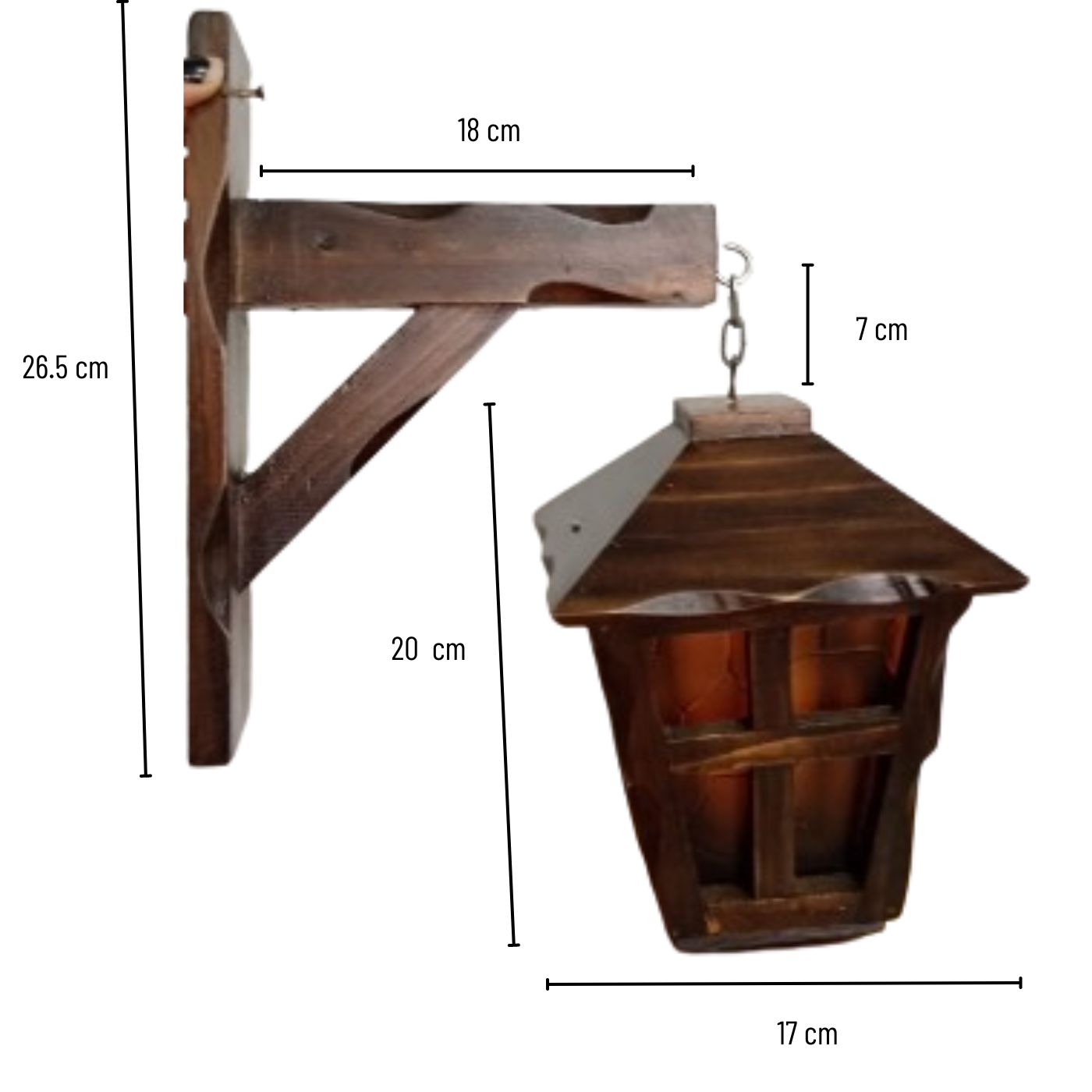 Farol de madera Hechizada con base marron - Image 2