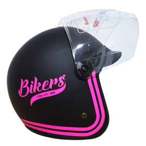Casco De Moto tipo vespa Abierto Bolichero Rosa con visor