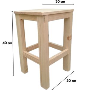 Banquito de madera Dancing en natural laqueado 50 cm - foto 2