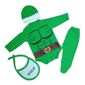 Ajuar de bebe Hulk para niños en verde