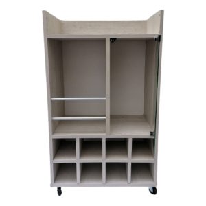 Mueble Bar New York De Melamina Blanco con ruedas