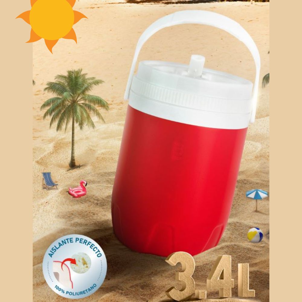 Cooler Rojo Grande 4 Litros con Boquilla en Tapa – Ideal para Bebidas Frías y Refrescantes - Image 3