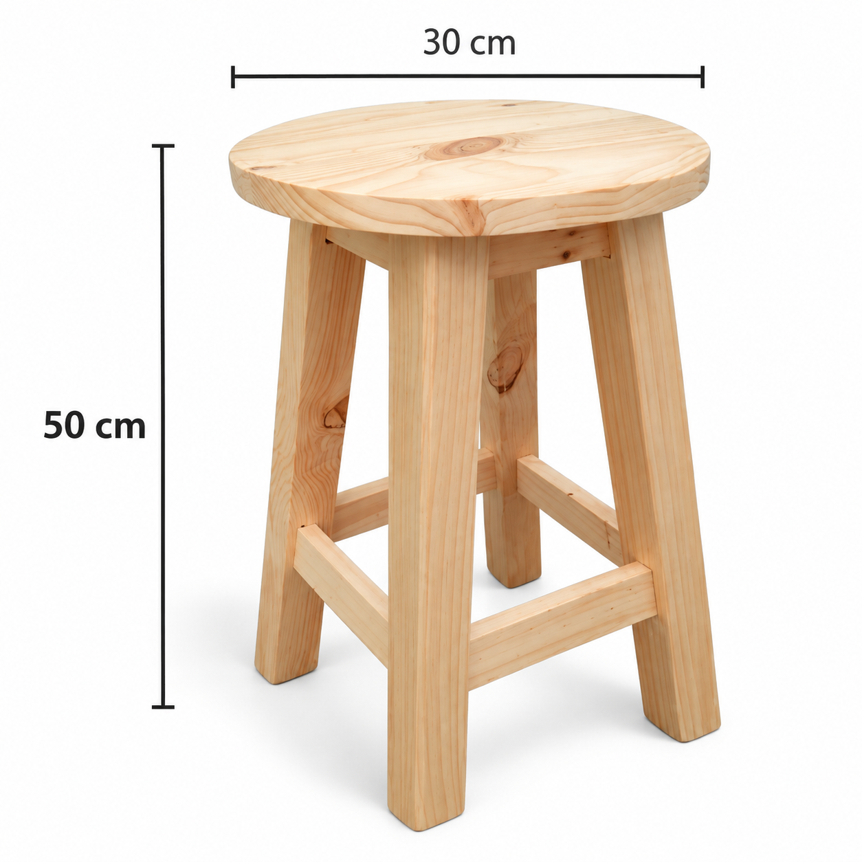 Banquito redondo Sum de Alto 50cm en madera natural - foto 3