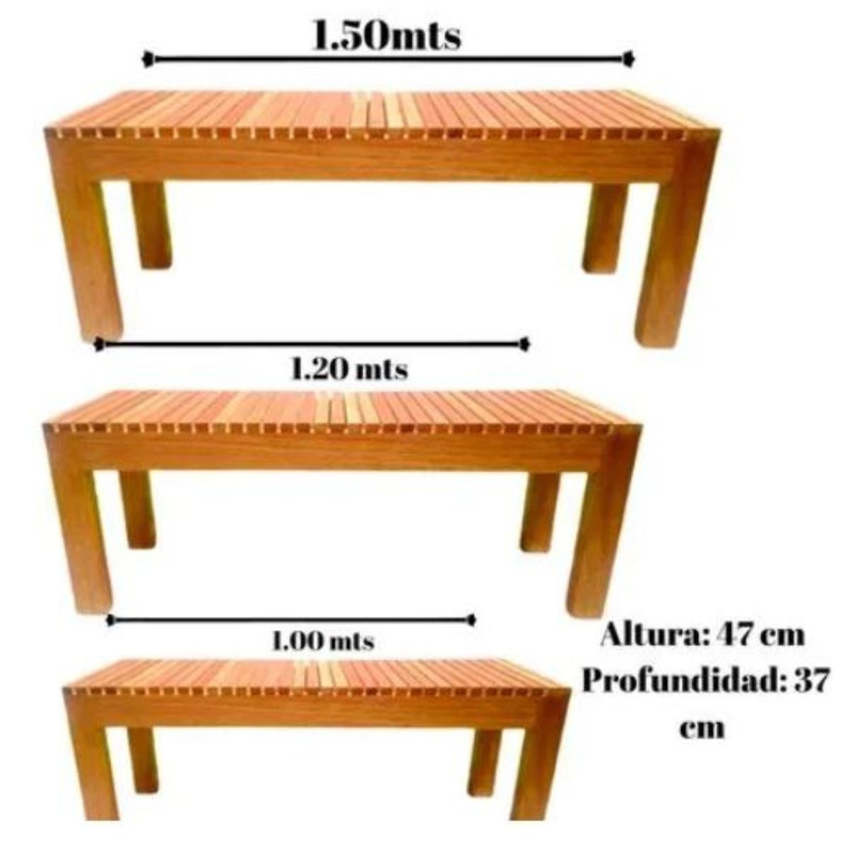 Set de Terraza en Madera Tornillo DELTTA – 3 Bancas sofisticadas | Juego de Terraza 2025 en AlmacenTotal Perú - Image 2
