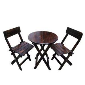 Juego Comedor Plegable Redondo Con Sillas En Marron