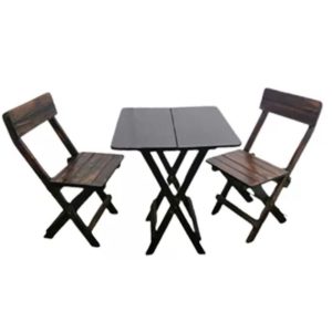 Juego Comedor Plegable cuadrado mediano Con Sillas En Marron