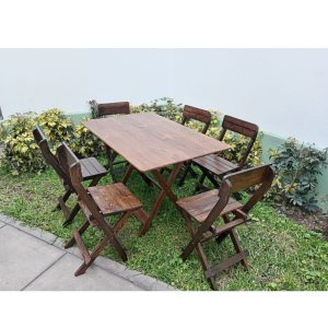 juego de mesa y silla plegables Portuguesa Rustico Marron