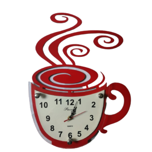 Reloj de pared Taza de café en rojo