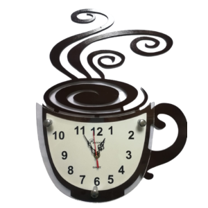 Reloj de pared Taza de café en marrón