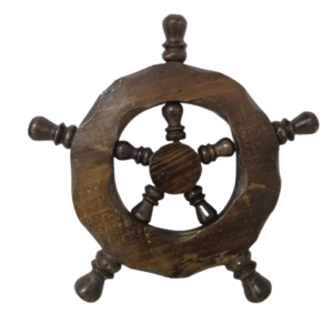 Timón De Barco Decorativo En Madera Grande 29x29cm