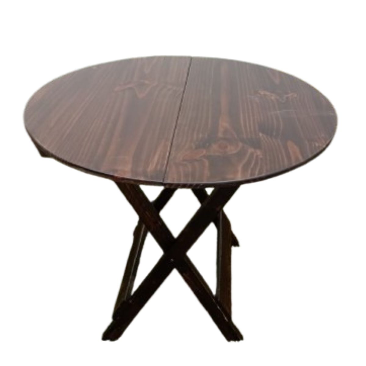 Mesa plegable redonda 1 mts en marron rusticos - Image 3