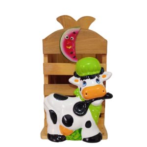 Porta cucharon de vaquita PATY en madera Pino