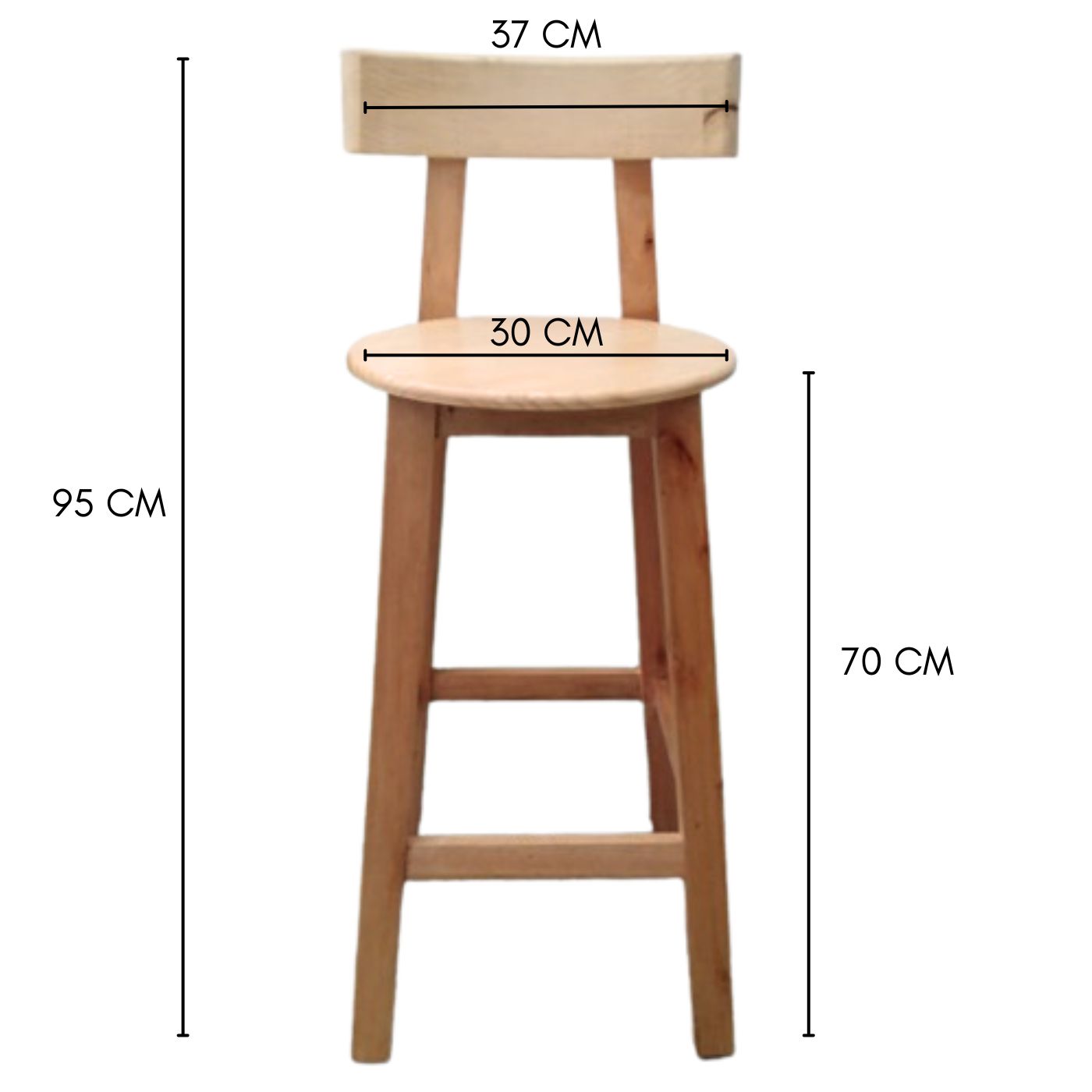 Silla bar alta Atlantis en madera pino natural - Image 4
