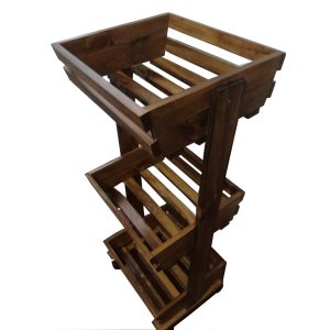 Verdulero Madera Color Caoba Rodante