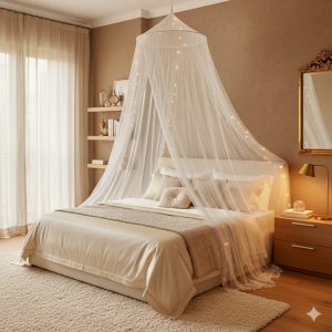 Eficaz Mosquitero redondo cama 2 plazas en blanco