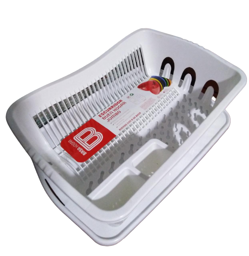 Escurridor de platos y cubiertos en blanco
