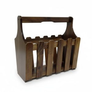 Revistero de madera Croazan estilo canasta en caoba