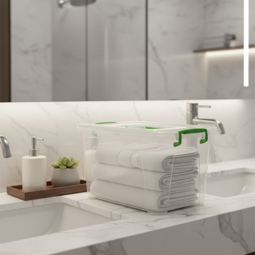 Fenomenal Cajita Organizadora Vany de Plástico Transparente con Tapa a Presión – Práctica y Resistente 33x20x22cm - Image 4