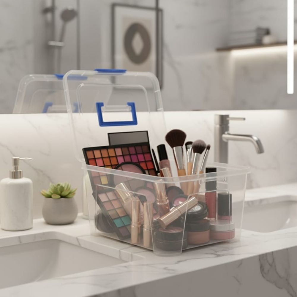 Fenomenal Cajita Organizadora Vany de Plástico Transparente con Tapa a Presión – Práctica y Resistente 30X21X15cm - Image 5