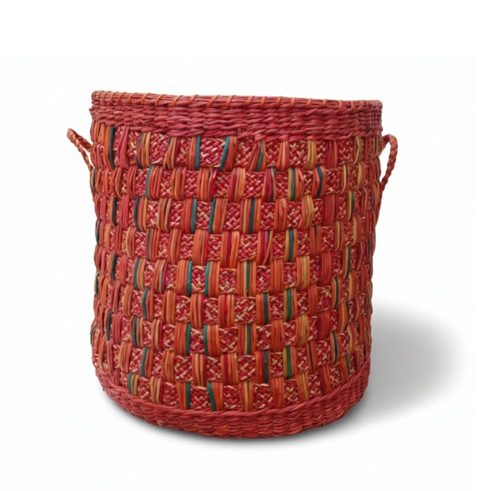 Cesto de Mimbre con Tapa Multicolor | Esencial Organizador Decorativo 40 cm - Image 3