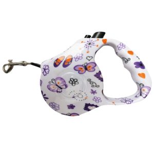 Correa Retráctil Para Mascotas 5mt mariposa Blanco