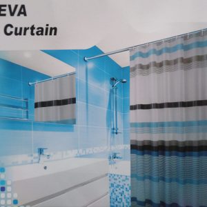Cortina para Baño con Diseño de rayas en azul
