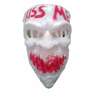 Máscara Kiss Me Blanca para Adultos – Plástico Duro con Listón Elástico | Impecable para Halloween