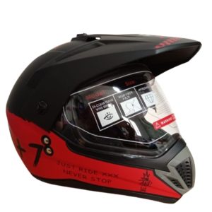 Casco motocross con dole visor en rojo
