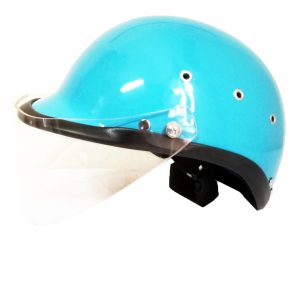 Casco De Moto Tipo Policía Con Visor En Turquesa