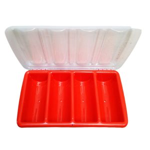 Portacubiertos Plus con tapa en Rojo