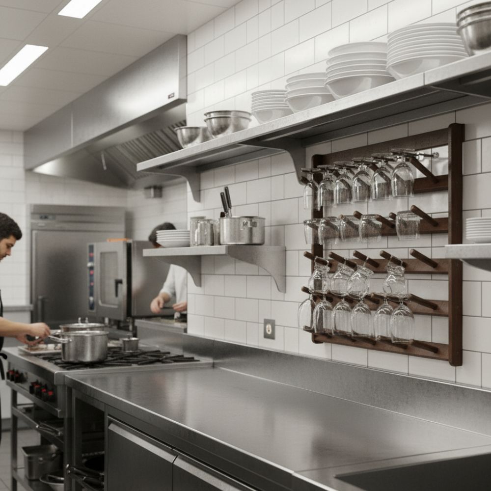 Escurridor Porta Vasos espectacular Madera Pino Color espectacular Caoba para 25 Vasos o Tazas – Instalación en Pared - Image 4