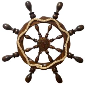 Timón De Barco Decorativo En Madera Grande 100x100cm