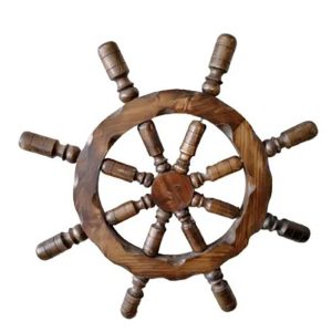 Timón De Barco Decorativo En Madera Grande 100x100cm