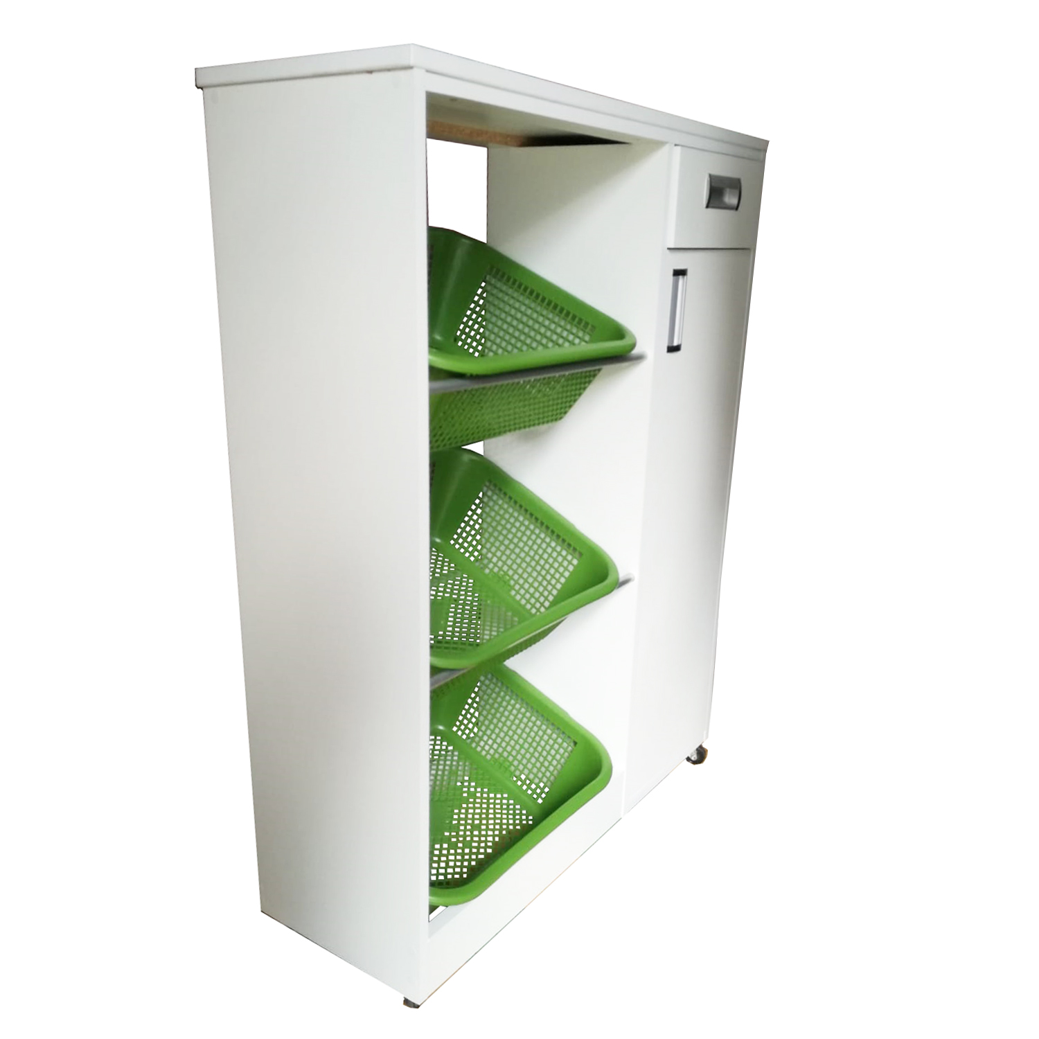 Verdulero Madera En Blanco Rodante Con Cajones - Image 2