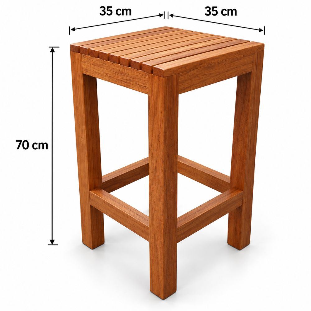 Banca Alta Noruega Taburete Madera Tonillo - Alto 70cm - foto 3